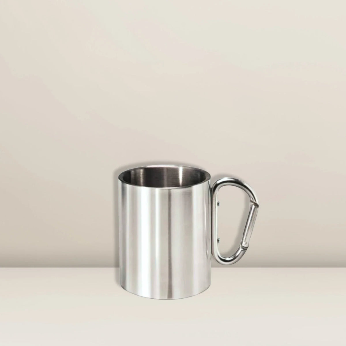 Edelstahlbecher mit Karabiner (sortiert)