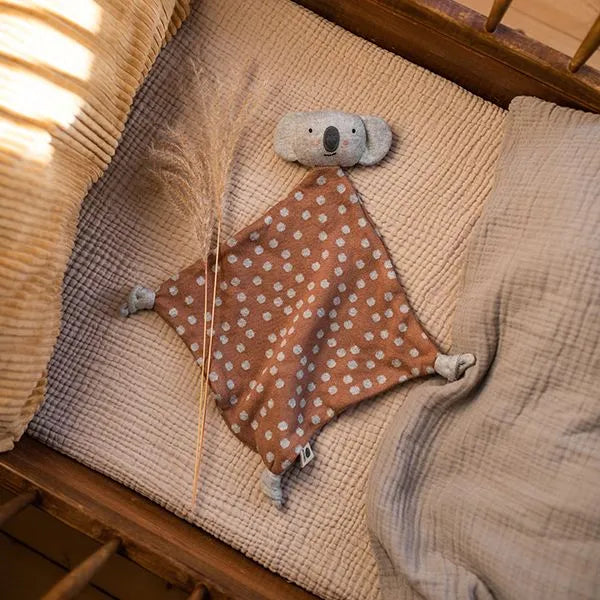 Kuscheltuch Koala Punkte sugar/grau