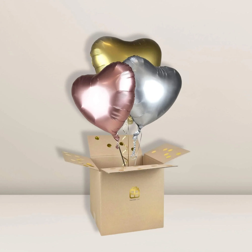 3er Herzen Metallisch | Ballon