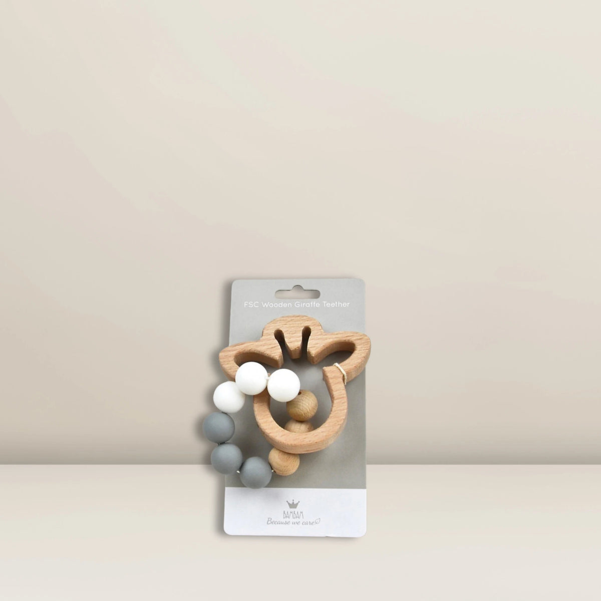 Beißring aus Holz Grau