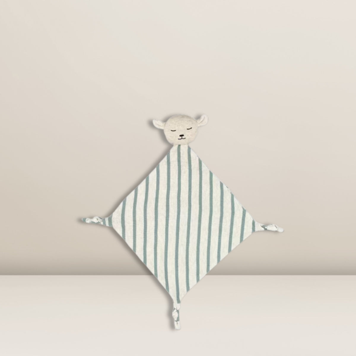 Kuscheltuch Lamm Streifen, aqua/natur