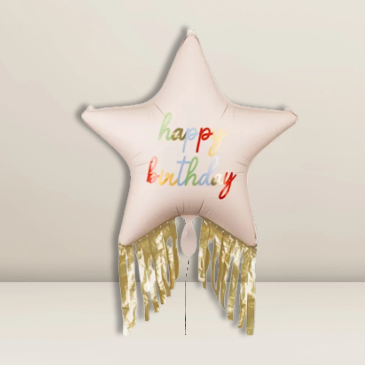 Folienballon Star with fringes - Happy Birthday HB