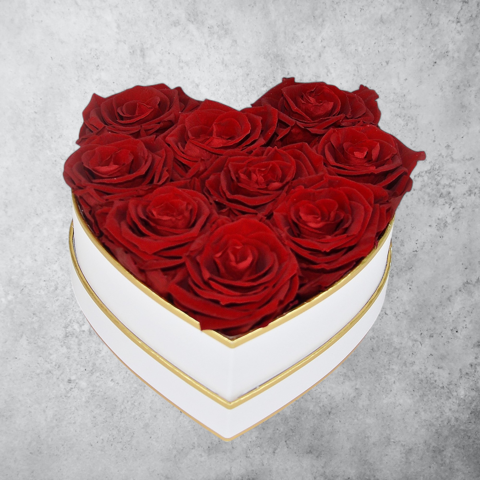 Herz Flowerbox small: Infinity Rosen in rot