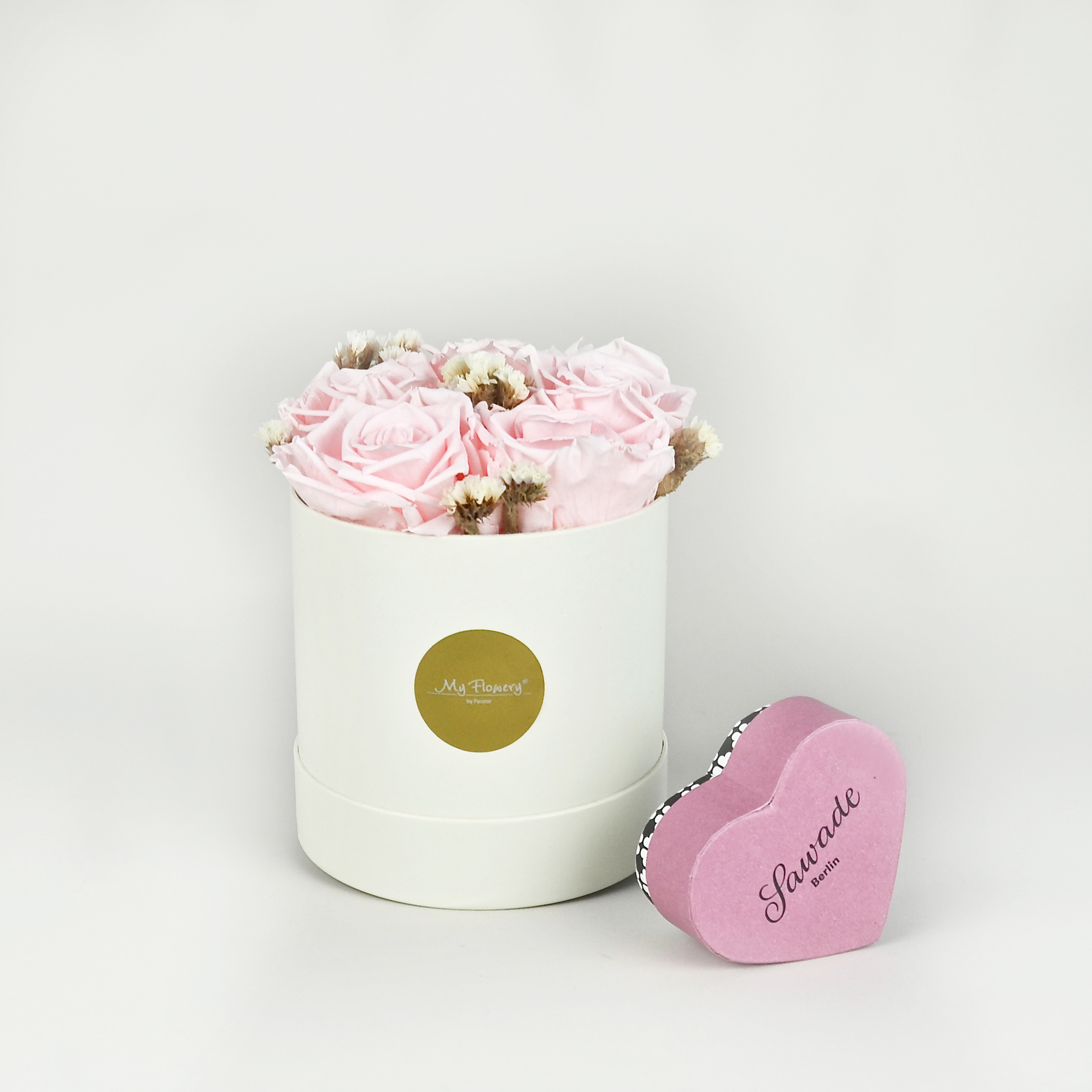 Flowerbox - rosa mit Herzpralinen