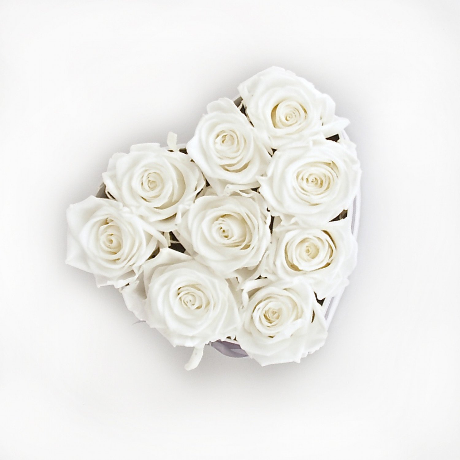 Herz Flowerbox small: Infinity Rosen in weiß